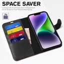 TUCCH Wallet Case for iPhone 14 5G, [RFID Blocking] Card Slot Holder Stand [Shockproof TPU Interior Case] PU Leather Magnetic Protective Flip Cover Compatible with iPhone 14 6.1", Black & Brown