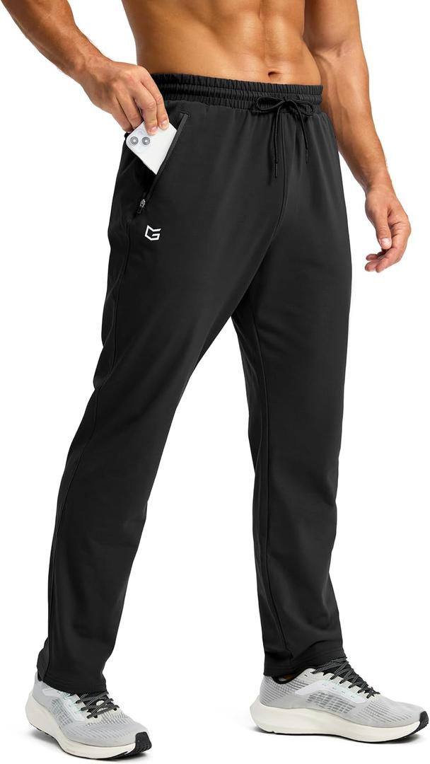 G Gradual Men's Fleece Lined Winter Pants with 3 Zipper Pockets Warm Athletic Joggers Workout Running Sweatpants for Men (Black, X-Large)