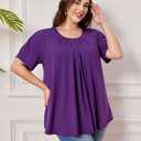 Plus Size Tunic Tops for Women Short Sleeve Summer Casual Tunics with Leggings Loose Fit Pleated Dressy Blouses (X-Large)