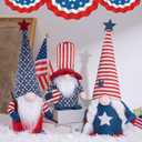 unanscre 4th of July Patriotic Gnomes Decorations - 3PCS Handmade Gnomes American Stars&Stripes Plush Elf Scandinavian Tomte Veterans Memorial Day Gift - Fourth of July Independence Day Table Ornament (Id3blue)