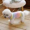 WOYYHO Small Dog Sweater Colorful Knitted Dog Sweater with Leash Hole Turtleneck Puppy Sweaters Warm Dogs Winter Clothes for Chihuahua Yorkies Havanese (Small, Rainbow Colors) (Small (6-10lbs))