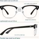 CCVOO 3 Pack Reading Glasses Blue Light Blocking, Retro Semi Rimless Readers for Men Women, Round Eyewear Filter UV400, C2 Matte Black Silver, 1.75 x