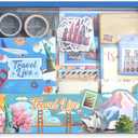 icceemee Scrapbooking Supplies Kit, Travel Diary Theme Scrapbooking Kit for Bullet Junk Journaling, Stationery, A6 Grid Notebook, Flower DIY Journaling Supplies, Birthday Craft Gift for Teen Girls