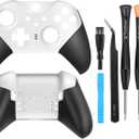 Front Back Housing Shell Faceplate Grip Cover Replacement Repair Parts Accessories Kit for Elite Series 2 Controller (White)
