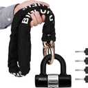 Motorcycle Lock Chain Locks Heavy Duty, 120cm/4ft Long, Cut Proof 10mm Thick Colorful Square Chains with 4Keys 16mm U Lock, Ideal for Motorcycles, Motorbike, Bike, Generator, Gates