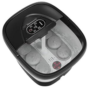 Collapsible Foot Spa with Heat and Remote, Heated Foot Bath Massager with Timer, and 24 Motorized Shiatsu Massage Balls, Foot Soaking Tub Supports Hot/Cold Water Soaking, Black