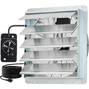 20" Shutter Exhaust Fan with Variable Speed Controller - 4000 CFM Wall Mounted Ventilation Fan, EC Brushless Motor, Heavy-Duty Steel, Low Noise for Garage Attic Greenhouse Workshop