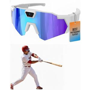 GXZL POV Glasses 4K Baseball Glasses with Camera and Audio, Smart Sports Sunglasses Video Recording for Cycling Running Outdoor Action, Bluetooth AI Camera Eyewear for Men Women