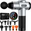 TOLOCO Massage Gun, Muscle Massage Gun Deep Tissue for Athletes with 10 Massage Heads, Electric Percussion Massager for Any Pain Relief, Valentines Day Gifts for Him Her, Silver