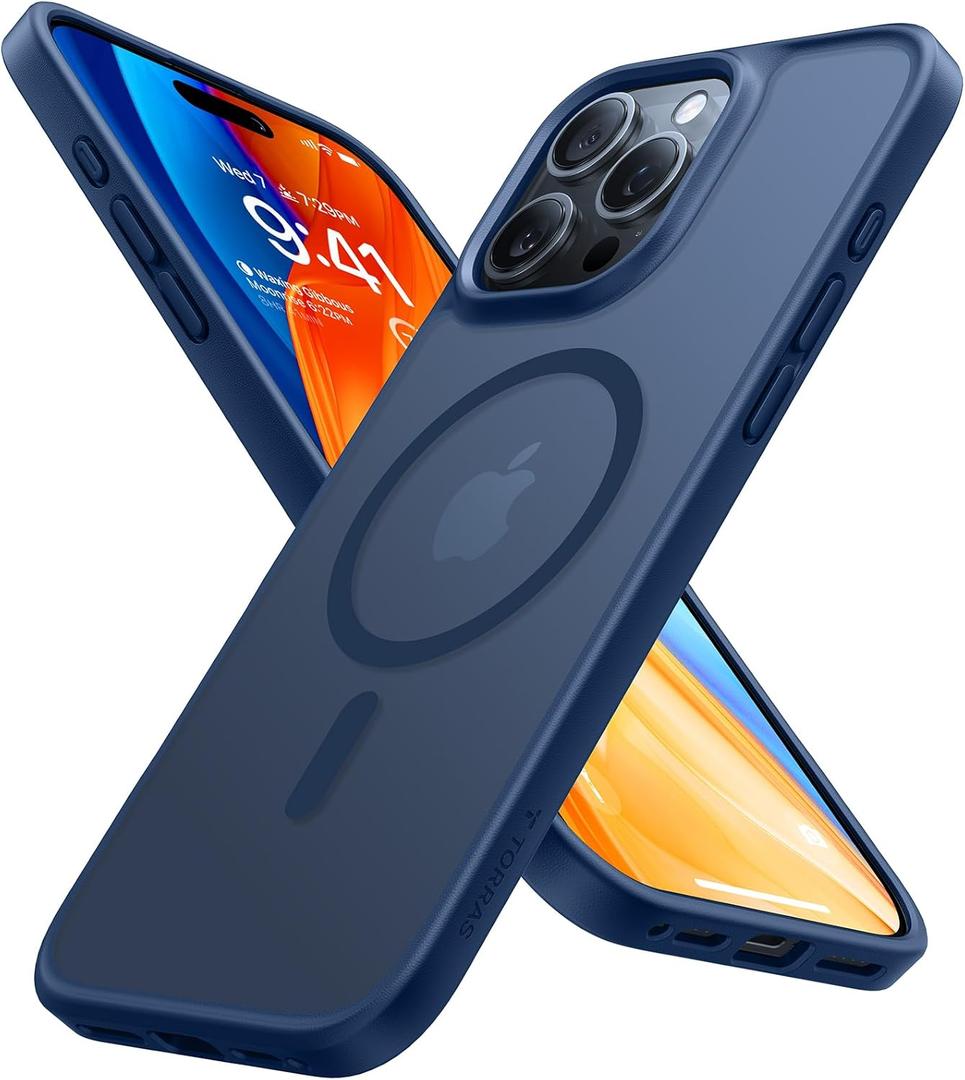 TORRAS Magnetic Shockproof for iPhone 16 Pro Max Case, [4X Military-Grade Protection] [Compatible with MagSafe] Translucent Case for iPhone 16 Pro Max Anti-Scratch Guardian 6.9" (Blue)