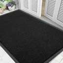 Yimobra Doormat Outdoor Indoor Entrance 47 x 32, All-Season All-Weather Front Door Mat, 100% Waterproof Welcome Matt for Floor Garage Outside Entry, Stain and Fade Resistant,Black