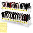 Gerrii 30 Slots Classroom Cell Phone Holder Acrylic Transparent 2-Tier | Cell Phone Storage Box with Numbered Stickers Desktop Mobile Organizer for Classroom Office Charging Station