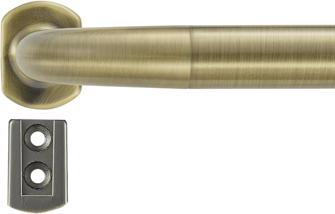 Splicing Room Darking Curtain Rods for Windows 28-84, 1inch Diameter Wrap Around Adjustable Drapery Blackout Curtain Rod, Antique Bronzel