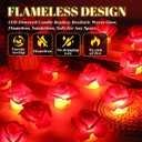 VIHOSE 24 Pack Red Rose LED Candles with Artificial Flowers, 200+Hour Battery Operated Tea Lights Candles for Centerpiece Table Wedding Anniversary Party Decorations(Red)