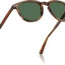 CARFIA Retro Acetate Polarized Sunglasses for Men UV400 Protection Hand-Crafted Frame Sun Glasses CA5285L (2-1. Striped Frame Green Lenses)