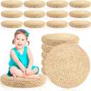 Barydat 12 Pcs Straw Floor Cushions Round Large Tatami Floor Pillow Cushion