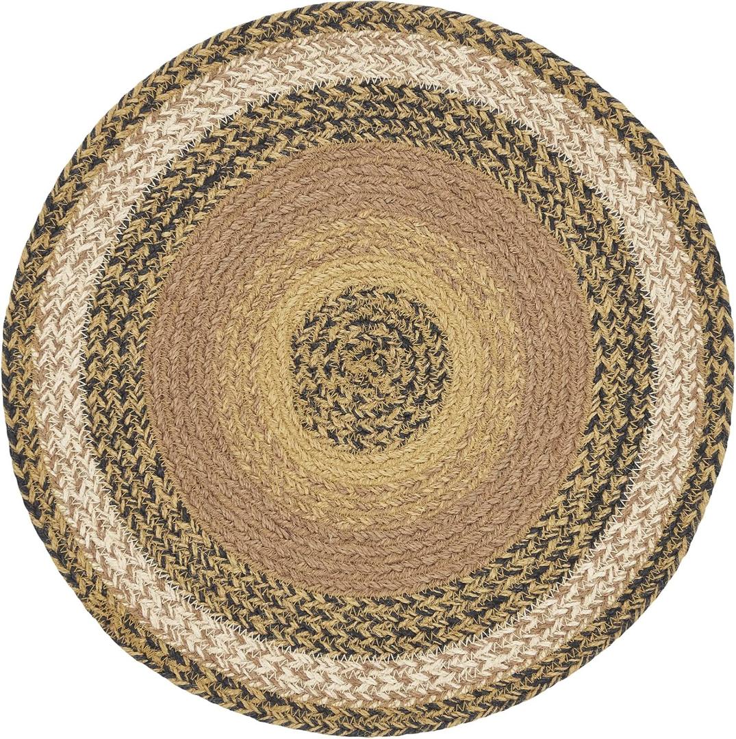 VHC Brands Kettle Grove Table Mat- Pot Holder- Woven Jute Trivet, 15" Round, Ombre