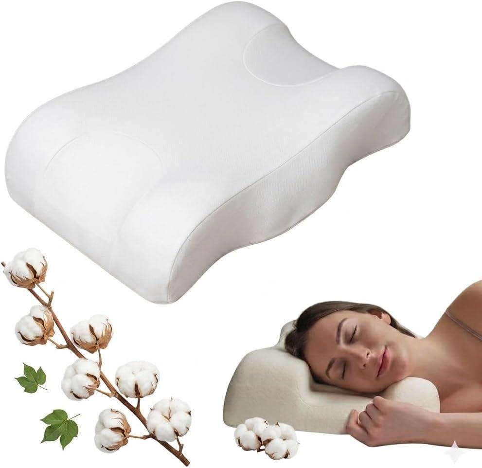 Beauty Pillow, 2-in-1 Anti-Ageing and Anti-Wrinkle, Orthopaedic and Ergonomic Memory Foam. Neck & Shoulder Pain Pillows. For Side And Back Reclining Pillow (Cotton, 1)