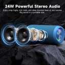 Ortizan Portable Bluetooth Speakers, IPX7 Waterproof Wireless Speaker with 24W Loud Stereo Sound, Outdoor Speaker with Bluetooth 5.3, Deep Bass, RGB Lights, Dual Pairing, 30H Playtime for Home