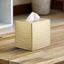 Monarch Abode Tissue Box Cover Square Hand Hammered Brushed Gold Metal Tissue Holder Box for Bathroom Accessory, Aesthetic Decorative Facial Napkin Cube for Modern Home Decor