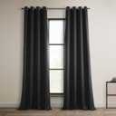 HPD Half Price Drapes - Grommet Faux Linen Curtains for Living Room (1 Panel) - 50W X 108L - Textured Room Darkening Curtains for Bedroom 108 Inches Long - Drapes for Home Decor, Essential Black