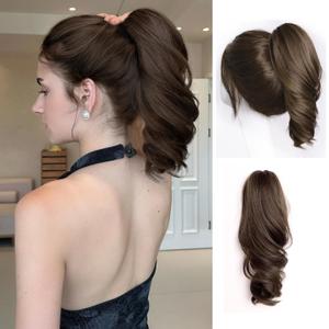 Claw Clip Ponytail Extension 12'' Short Clips in Ponytails Wavy Ponytail Hair Extensions Synthetic Pony Tail Extension Pony Tail Hair Pieces Curly Clip On Ponytails for Women Daily Use Brown