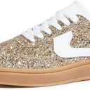 LUCKY STEP Women's Glitter Sneakers Fashion Retro Casual Sparkly Bling Shiny Dressy Bedazzled Bridal Wedding Anti Slip Walking Shoes