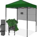 EAGLE PEAK 6x4 Instant Pop Up Canopy Tent with 1 Half Wall Panel, Straight Leg Sun Shelter, Portable Canopy with Carry Bag for Camping, Beach & Sports, Green