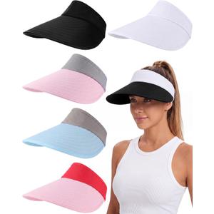Unittype 6 Pcs Sun Visor Hats for Women, Wide Brim Sun Visor Hat Large Wide Hat Bulk UV Protective Golf Beach Sport Cap