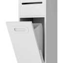 SUPERFLO 4 Gallon Bathroom Trash Can Tilt Out Trash Bin Cabinet, Hidden Trash Can Cabinet Recessed Wall Mounted Stainless Steel with Toilet Paper Holder for Bathroom/Bedroom/Office Renovation, White color 8x26 inches