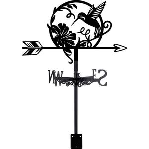 SUPERDANT Hummingbird Weather Vane Bird Flowers Wind Vanes for Yard Metal Weathervane Roof Mount for Gardens Outside Black Weathervanes Farmhouse Farm Barn Sheds Patio Decorations Gift