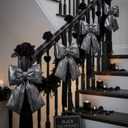 Soulchen 4 Pack 15.7 Inch Large Stuffed Bows Cute Hanging Decor for Valentine's, Galentine's Day, Birthday, Baby Shower, Bridal Shower, Wedding, Bachelorette Party Supplies(Silver)