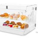 2 Tray Commercial Countertop Bakery Display Case 21.6" x 15.7" x 15.7" Acrylic Pastry Display Case with Serving Tong, Bread Display Case with Front & Rear Doors