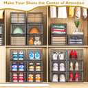 12 Pack Clear Shoe Storage Organizer with Magnetic Door, Stackable Plastic Shoe Boxes for Sneakers, Boots, and Heels, Space-Saving Foldable Shoe Rack for Closet, Durable Shoe Cabinet Organizer, Black