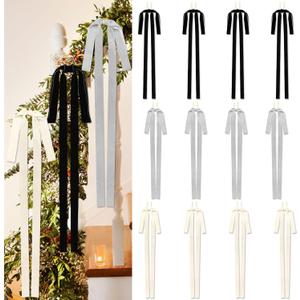 2 x Velvet Bows for Christmas Tree, 23.6x11.8 Inch Large Vintage Velvet Christmas Bows Xmas Tree Door Wreath Staircase Bow Ribbon Decor Indoor Outdoor Xmas Decorations (Mix Color, 12pcs, Style 4)