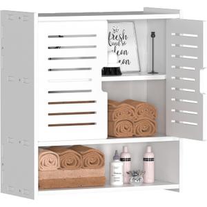 Bathroom Wall Cabinet, Wall Mounted Medicine Cabinet White Over The Toilet Storage Organizer Hanging Bathroom Cabinet for Bedroom Laundry Room Kitchen Bathroom,16.53" x 14.96" x 7.08" (Small)