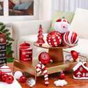 SHareconn 80ct Christmas Balls Ornaments Set, Shatterproof Plastic Colorful Xmas Decorative, Baubles for Tree Decorations with Hanging Strings, Red & White