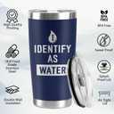 2 x Father's Day Gifts for Men, CUPLOOV 20 Oz Navy Blue Tumbler with Lids & Straw I Identify as Water Coffee Mug Funny Birthday Gifts for Dads, Grandpas, Husband Retirement Father's Day Presents Xmas Gift
