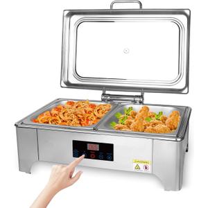 Electric Chafing Dishes Buffet Set: Stainless Steel Chaffing Server Chafer with Temperature Control (Half Size)