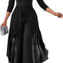 VisiChenup Jumpsuits for Women Dressy Sexy Long Sleeve Casual Long Pants Clubwear Evening Party Jumpsuit, Medium, Black 