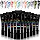 SEISSO Stamping Nail Polish Gels, 12 Colors Stamping Gels 0.25 Fl Oz Soak Off Printed Gel UV Stamp Nail Gel for Nail Stamp Plate Stamper DIY Nail Art Design