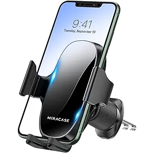 Miracase Phone Holders for Your Car with Metal Hook Clip, Air Vent Cell Phone Car Mount, Hands Free Universal Automobile Cradle Fit for iPhone Android and All Smartphones, Classic Black