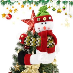 Doitory Christmas Tree Topper Snowman, Unique Funny Design Xmas Decorations, Christmas Tree Wine Bottle Home Curtain Ornaments Party Decor