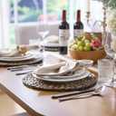 8 Pack, Round Woven Placemats, Natural Water Hyacinth Wicker Place Mats, Braided Straw Table Mats for Dining Table, Fall, Halloween, Thanksgiving, Chrismats, Black (13.8 inch)
