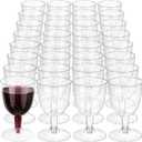 SiliFine 50 Pack 5.7 oz Disposable Plastic Wine Glasses Clear Plastic Wine Glasses for Parties Clear Goblets Cocktail Cups with Stem for Weddings Birthday Picnics Parties