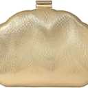 Milumia Women's Metallic Shell Clutch Purse Cocktail Wedding Guest Evening Handbags with Chain Strap (Gold)