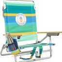 Tommy Bahama 5-Position Classic Lay Flat Backpack Beach Chair with Cooler and Cup Holder, Portable Folding Beach Chair for Tanning, Pineapple Stripe