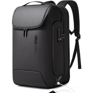 BANGE Men's Anti-Theft Backpack, Waterproof Fashion Travel Backpacks, High Tech Backpack with USB3.0 Charging Port, Business Laptop Backpack Fits 17.3 Inch Notebook (Black)