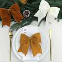 3 x 18Pcs Vintage Velvet Christmas Bows - 6 Inch Rustic Cozy Ribbon Bow Ornaments for Christmas Tree, Wreaths, Garland, Gift Wrapping, DIY Crafts & Xmas Home Decoration (Brown, Khaki, Beige)