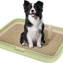 Large 23.6"x17.7" Dog Potty Tray, Indoor Pet Pee Pad Holder with Mesh Floor, Bathroom Dog Litter Box, Pet Toilet (Green)